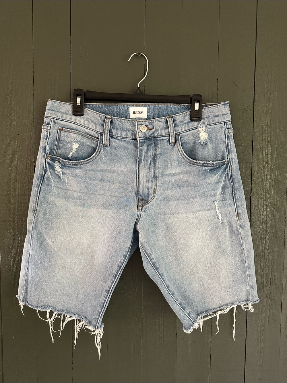 Hudson Jeans Light Blue Distressed Denim Shorts